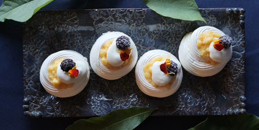 Mini Pawpaw Pavlovas + Spicebush Whipped Cream